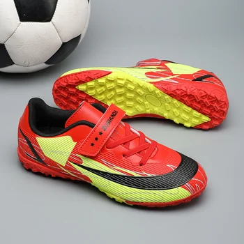 2023 Mados Raudona Vaikų Futbolo Bateliai Velėna, neslidus vaikų Futbolo Batai Šviesos Kvėpuojantis Vaikai Futsal Batai zapatos futbol niño