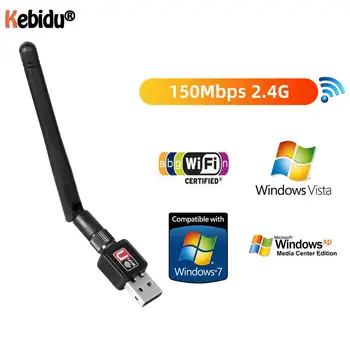 150Mbps 2.4 G Tinklo plokštė Mini USB 2.0, WiFi Adapteris, Antena 2dBi RTL8188, 