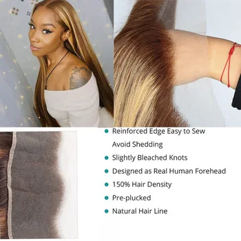 Išryškinti Kaulų Tiesiai Brazilijos Remy Human Hair Nėrinių Uždarymo Ombre Ruda 13x4 Skaidrus Nėriniai Priekinės Tik Aukščiausios Šveicarijos Nėriniai