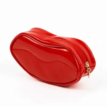 Lūpų Dažai Moterų Lakinės Odos Kosmetikos Atvejais Plovimo Maišelis Raudona Lūpų Formą, Saugojimo, Tualetinių Reikmenų Krepšys Makiažas Maišelį Kosmetikos Krepšys