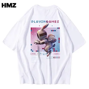 HMZ 2022 Naujas Vyrų Vasaros Marškinėliai Atsitiktinis Aukštos Kokybės 100% Medvilnės, trumpomis Rankovėmis Streetwear Spausdinami O-kaklo Viršų Atsitiktinis Hip-Hop Marškinėlius