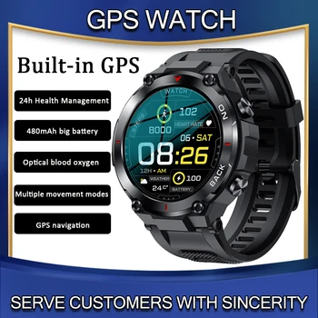 GPS Naujo Smart Watch Vyrai Lauko Sporto, Sveikatingumo Apyrankę Kraujo Spaudimas Laikrodis 480mAh IP68 Vandeniui Smartwatch 
