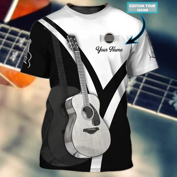 Naujausias Vasaros vyriški T-shirt Gitara Asmeninį Pavadinimas 3D Atspausdintas marškinėliai Unisex Atsitiktinis Marškinėlius Geriausios Dovanos Guitar Lover DW132