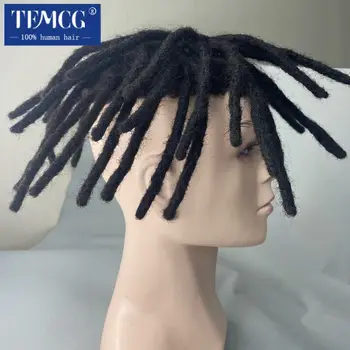 Dreadlock Vyrų Plaukų Protezavimas Toupee Vyrų Mono Afro Garbanoti Plaukai Sistemos Vienetas, Juodosios Vyrų 100% Indijos Žmonių Plaukų Vyrų Perukas