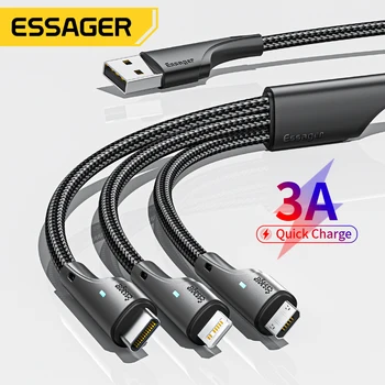 Essager 3 in 1 USB C Tipo Kabelis, Mikro USB Laidas, Kroviklis, Skirtas 