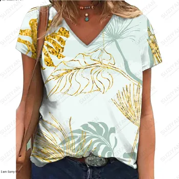 Moterų trumpomis Rankovėmis V-Kaklo, Atsitiktinis Palaidų Didelių Gyvūnų, Modelis T-shirt 2023 Karšto Pardavimo Street 3D Spausdinimo trumpomis Rankovėmis T-shirt