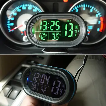 Daugiafunkcis Skaitmeninis Automobilių Laikrodis, Termometras Voltmeter Automobilių LED Šviesos viduje&out Temperatūros Indikatorius Voltmeter Įtampos Testeris