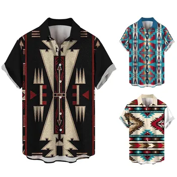 Mados Tendencijos Havajai Trumpas Rankovės Marškinėliai 3d Atspausdintas Indijos Stilius Laisvas korėjos Mados