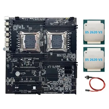 X99 Dual-Socket motininę Plokštę LGA2011-3 Dual CPU Support RECC DDR4 Atmintį, 2XE5 2620 V3 CPU+Switch Kabelis