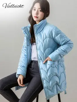 Vielleicht Puffer Jacket Moterims Storio Rudenį, Žiemą 2022 Atsitiktinis Ilgai Parkas Korėjos Stovėti Apykaklės Mados Elegantiškas Žiemos Paltai Drabužiai