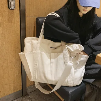 Japonijos paprasta drobė maišelis, didelės talpos krepšys, vyrų ir moterų laisvalaikio rankinės, tingus stiliaus pečių maišą, tote bag
