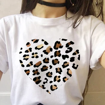 Leopard T marškinėliai Moterims Vasaros 90s Kawaii marškinėliai Lady viršūnes Trumpas rankovės Animacinių filmų marškinėlius Drabužių moterų Tshirts 2022