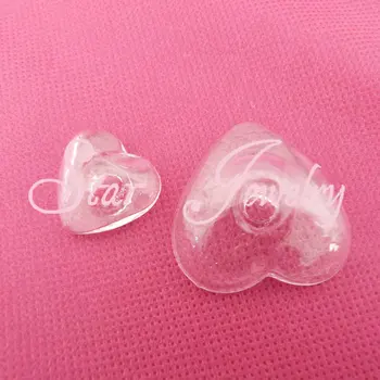 21X10MM/32X35MM Širdies formos Naujas Stilius stiklo burbulas buteliukas tinka žiedo pagrindas/pakabukas dėklas/neklace išvados