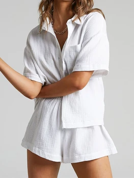Moteriški Jaukus 2 Gabalas Lounge Nustatyti Pajama Rinkinys su trumpomis Rankovėmis Marškinėliai ir Plačios Kojos Šortai - Stilingas Sleepwear Rinkiniai Ultimate
