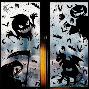 8PCS Helovinas Apdailos Lipdukai Langą Grim Reaper Ragana Dvasios Siena Lipdukas Helovinas Moliūgų Dekoro Decal Šalies Prekių