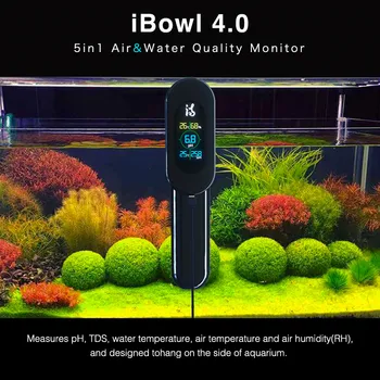 iBowl 4.0 Akvariumo Vandens Kokybę, Stebėti 5in1 TDS/PH/Temperatūros/drėgmės Matuoklis, Vandens Kokybės Realaus laiko skaitmeninis matuoklis jūrų bakas