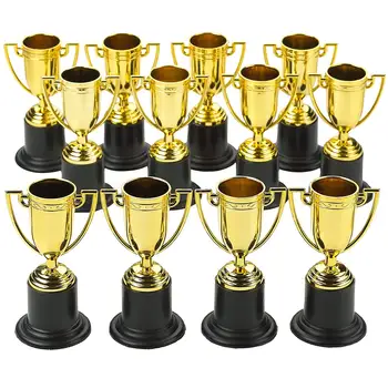 12Pcs Plastiko Aukso Taurės Trofėjų Pasiekti Premijos Apdovanojimą Mokyklos Sporto Karnavalas Victors Šalies Apdaila