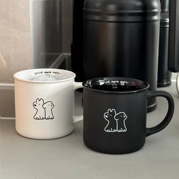 320ml Kawaii Mažylis Keramikos Puodelis Matinės Tekstūros In Cartoon Pora Puodelių Pusryčiai Pieno Kavos Puodelio Vandens Drinkware Dovana