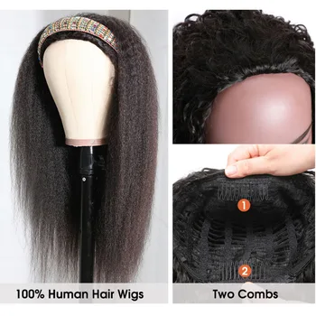 32 Colių Keistą Tiesiai Lankelis Perukas Brazilijos Yaki Tiesiai Remy Human Hair, Perukai Moterims, Pilna Mašina Padarė Perukas Su Skara Perukai