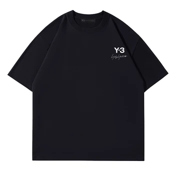 Y-3 Y3 YOHJI YAMAMOTO 23SS Abstraktaus Minimalizmo Simbolių Spausdinimo Parašas LOGOTIPAS Vyrų Ir Moterų Vasaros trumparankoviai marškinėliai