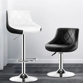 Dirbtiniais Odos Baro Kėdė, su Rankena Aukštis Reguliuojamas Rotable Sėdynės chromuotas Plieno Rėmas Kėdės, Virtuvės Baras