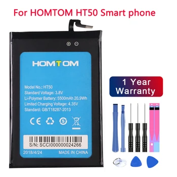 100% Originalus HOMTOM HT50 Baterijos Pakeitimo 5.5 colių 5500mAh Atsarginės Baterijos Pakeitimo HOMTOM HT50 Išmaniųjų Telefonų