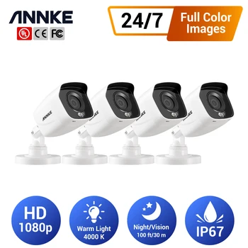 ANNKE 4PC 1080p Full Naktinio Matymo Saugumo Kameros 2MP, TVI DVR VAIZDO stebėjimo kamerų Sistemų, IP67 Lauko, Patalpų Kamera Rinkinys