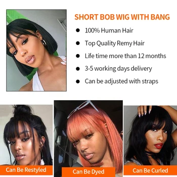 Tiesiai Žmogaus Plaukų Perukai Moterims Žmogaus Plaukai Tiesūs Bob Perukas Su Kirpčiukais Kaulų Nr. Nėrinių Pilna Mašina Pagaminti Perukai Pakraštyje Perukas