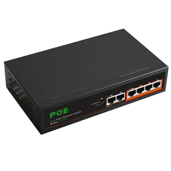 6 Port 100 mbps POE Switch Tinklo Jungiklis Tinklo Skirstytuvo Juoda Su VLAN Funkcija Stebėjimo Kamerų JAV Plug