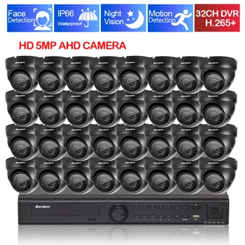 32CH 5MP HD AI Veido Aptikimo HAINAUT DVR Namų Saugumo kamerų Sistema, 5mp IP66 Ne Dieną Naktį Dome Kamerų VAIZDO Stebėjimo Komplektas