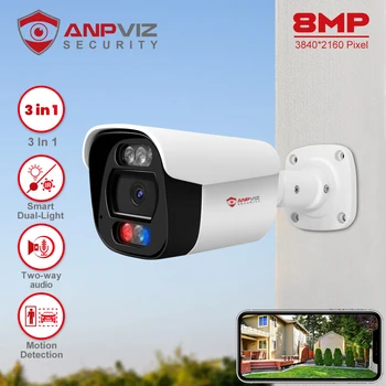 Anpviz 8MP POE IP Bokštelis Kamera Smart Dual Šviesos Lauko ColorVU CCTV Vaizdo Stebėjimo, Garso, Šviesos, Signalizacija Žmonių/Automobilių Aptikimo