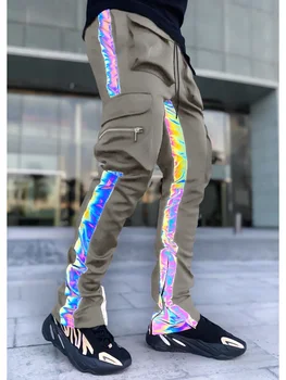 Naujas Mens Atsitiktinis Jogger Krovinių Kelnės Vyras Mada Haremas Ziajać Prarasti Kelnių Streetwear Vyrų Tendencija Pantalon Homme Atspindintis Techwear