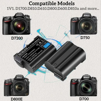 1-5Pack EN-EL15 7.0 V 3500mAh Baterijas Nikon D850,D7500,1 V1,D500,D600,D610,D750,D800,D810,D810A,D7000 Digital SLR Camera