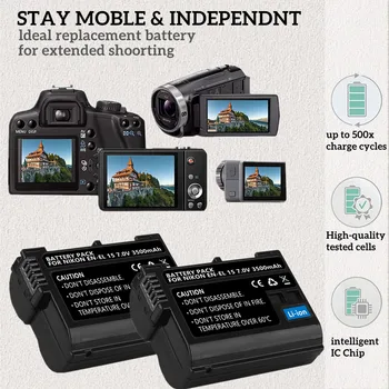 1-5Pack EN-EL15 7.0 V 3500mAh Baterijas Nikon D850,D7500,1 V1,D500,D600,D610,D750,D800,D810,D810A,D7000 Digital SLR Camera