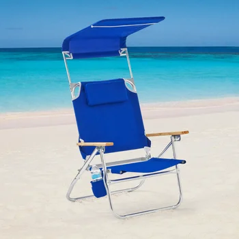 Ramsčių Sėdima Komfortą Aukščio Kuprinė Baldakimu Paplūdimio Kėdės, Mėlyna Lauko Baldai Nešiojamų Kėdė