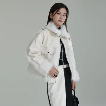 dizaineris mažas kailio integruota paltą moteris banga 2023 m. rudens ir žiemos naujų neteisėtų medvilnės drabužiai
