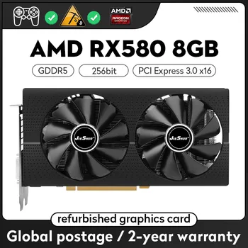 JIESHUO AMD RX 580 8GB 2048SP Žaidimų Grafika Kortelės GDDR5 256Bit PCI Express 3.0 ×16 8Pin Radeon GPU RX580 Serijos placa de vaizdo