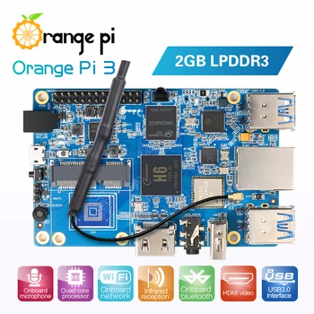 Oranžinė Pi 3 H6 2GB LPDDR3 AP6256 Bluetooth5.0 4*USB3.0 Paramą 