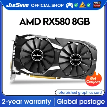 JIESHUO AMD RX 580 8GB Žaidimų Grafika Kortelės GDDR5 2304 GPU 256bit PCI-E 3.0 RX580 8G Stalinio Kompiuterio Vaizdo Office KAS ir t. t RVN