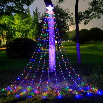 kalėdų žiburiai, lauko Penkių smailių žvaigždė Kalėdų Eglutė Įvairiaspalviais LED Lemputės Spalva Šiltai Balta Šviesos