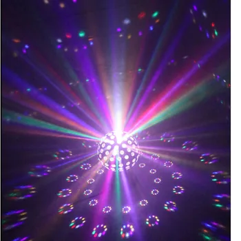 LED scenos apšvietimas šviestuvai, sukasi kristalų magija kamuolys šviesos, balso kontrolės šviesos, lazerių vietoje šviesos, blykstė, 9 spalvų