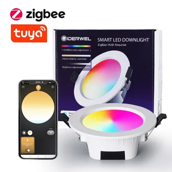 Smart Zigbee 3.0 Led Downlight RGB+CW+WW 4Inch Embedded Lubų Vietoje Šviesos Dirbti su Centru Tiltas Smartthings Alexa Balso Kontrolė