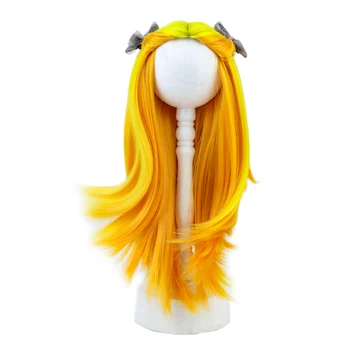 MUZIWIG 18 colių Amerikos Lėlės Plaukų Perukas geltona tiesūs Plaukai 