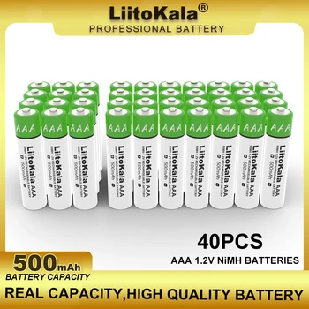 40PCS/DAUG LiitoKala 1.2 V AAA 500mAh NiMH Baterija Tinka Žaislai, Pelių, Elektroninės Svarstyklės ir Kt. Didmeninė