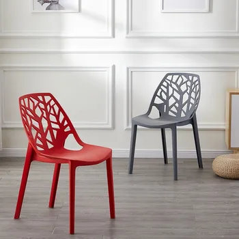 Lapų išskaptuotas Plastiko Kėdės su Atlošais Modernių Paprastų Buitinių Laisvalaikio Šiaurės Kėdės Sutirštės Gyvenamasis Kambarys, Valgomasis Kėdė