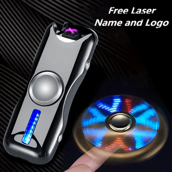 Dual Lanko USB Žiebtuvėlis Gyro Žaislas Piršto Lengvesni Vertus Suktuko Įkrovimo Vėjo Įkraunamas Elektroninės Plazmos Nemokama Lazerio Pavadinimas