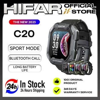 Hifar C20 Naujų Karinių Smart Watch Vyrų Anglies Black Ultra Armijos Lauko IP68 Vandeniui 5ATM Širdies ritmas, Kraujo Deguonies Smartwatch