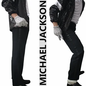 Retas Medvilnė 100% Laisvalaikio Visas Ilgis Juoda Tiesiai MJ Michael Jackson Šalis, Matyti, Kelnės Kelnės
