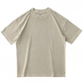 Sunkiųjų medvilnės plauti ar senas T-marškinėliai trumpomis rankovėmis vyriški retro prarasti crewneck T-shirt pusė rankovių vasaros tee