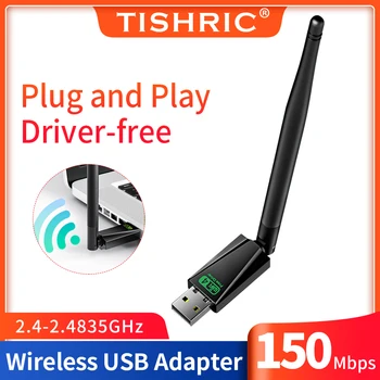 TISHRIC Belaidės Mini USB Wifi Adapteris Tinklo plokštė 150Mbps 2,4 GHz Belaidžio ryšio KS USB Adapteris Ethernet Imtuvas Nešiojamas KOMPIUTERIS